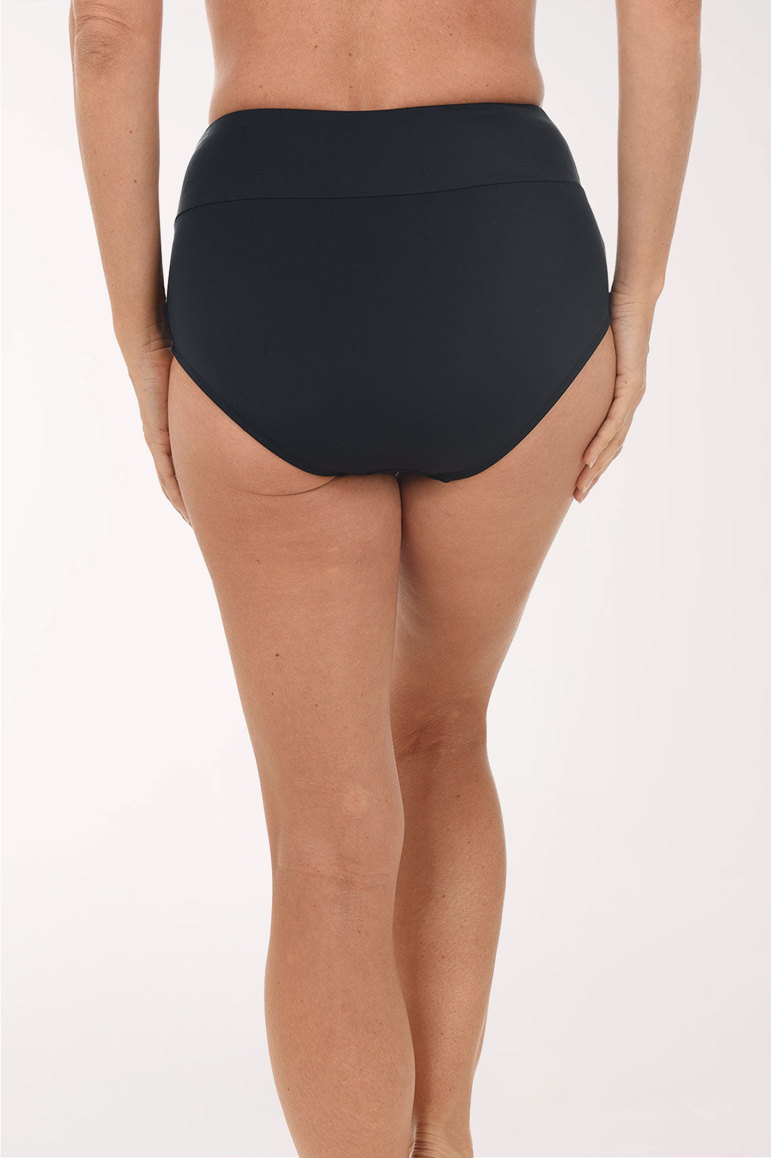 Back view of the black Wide Waistband Full Coverage Swim Brief showing full rear coverage.