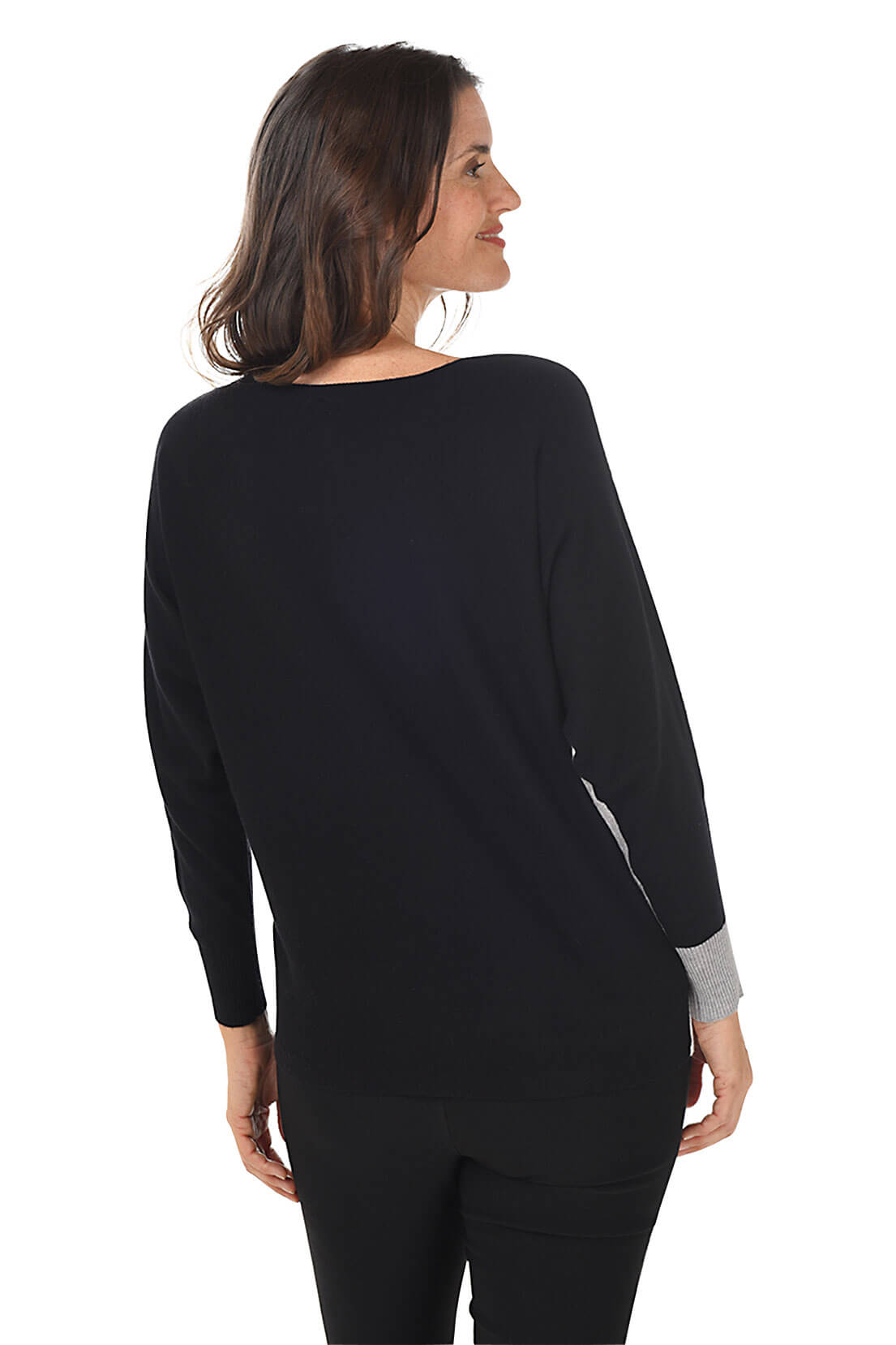 Black Angular Colorblock Dolman Sleeve Sweater