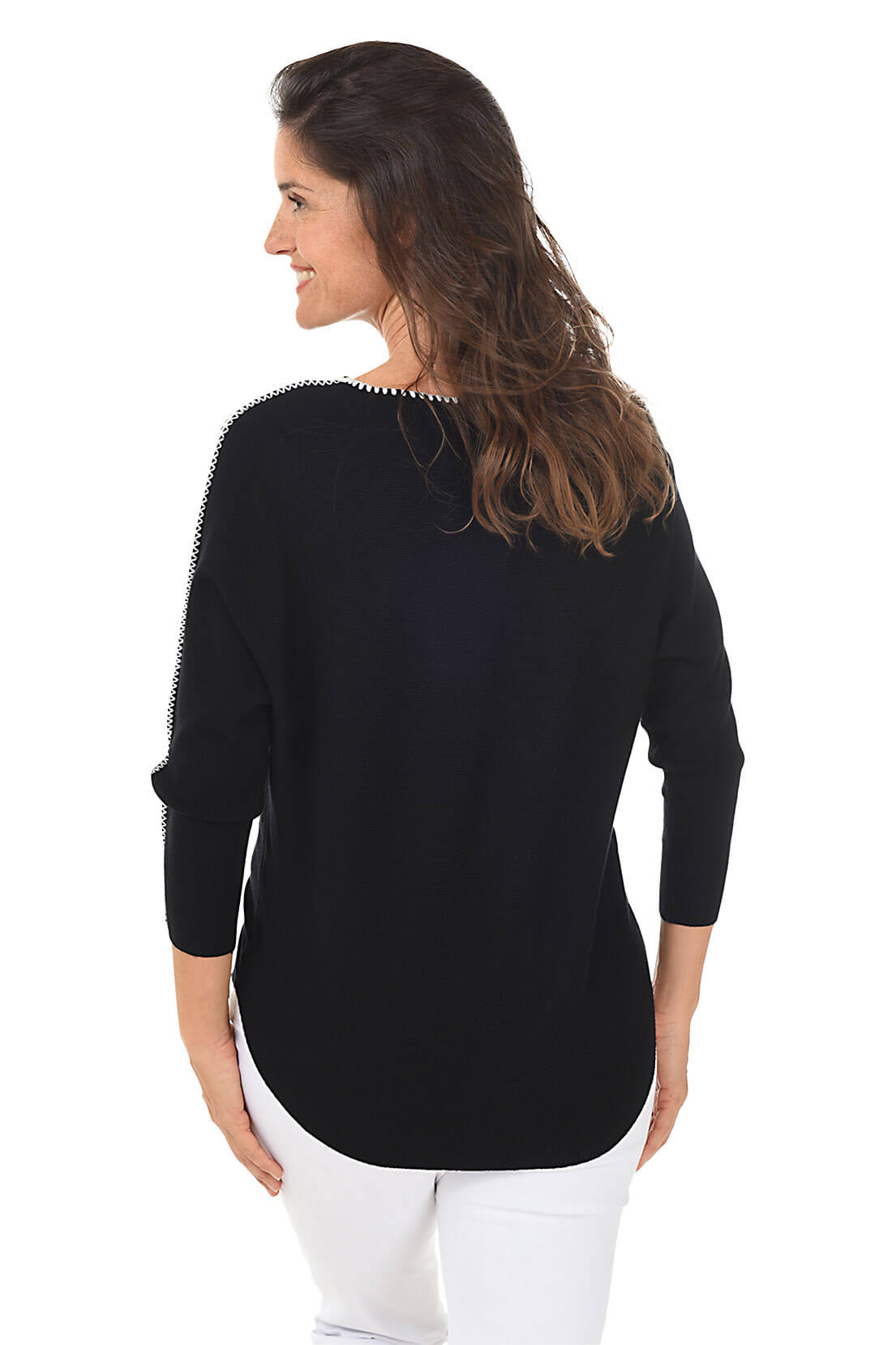Contrast Stitch Dolman Sleeve Sweater