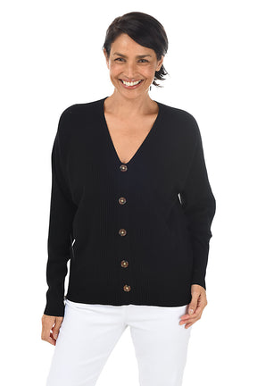 Button-Embellished Pullover V- Neck Sweater