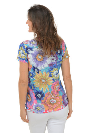 Peony Studded Chiffon Hem Top