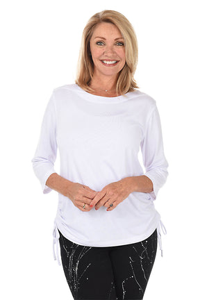 Petite Classic Side Shirred Knit Top