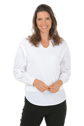 Poplin Layered Long Sleeve Top