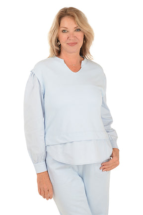 Poplin Layered Long Sleeve Top