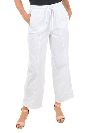 Poplin-Accented Wide Leg Lounge Pant