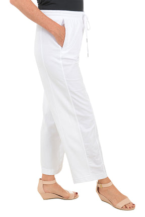 Poplin-Accented Wide Leg Lounge Pant