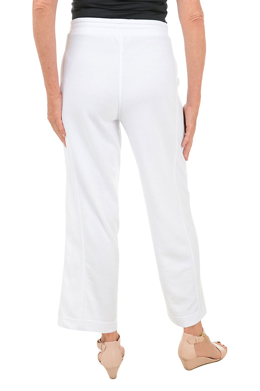 Poplin-Accented Wide Leg Lounge Pant