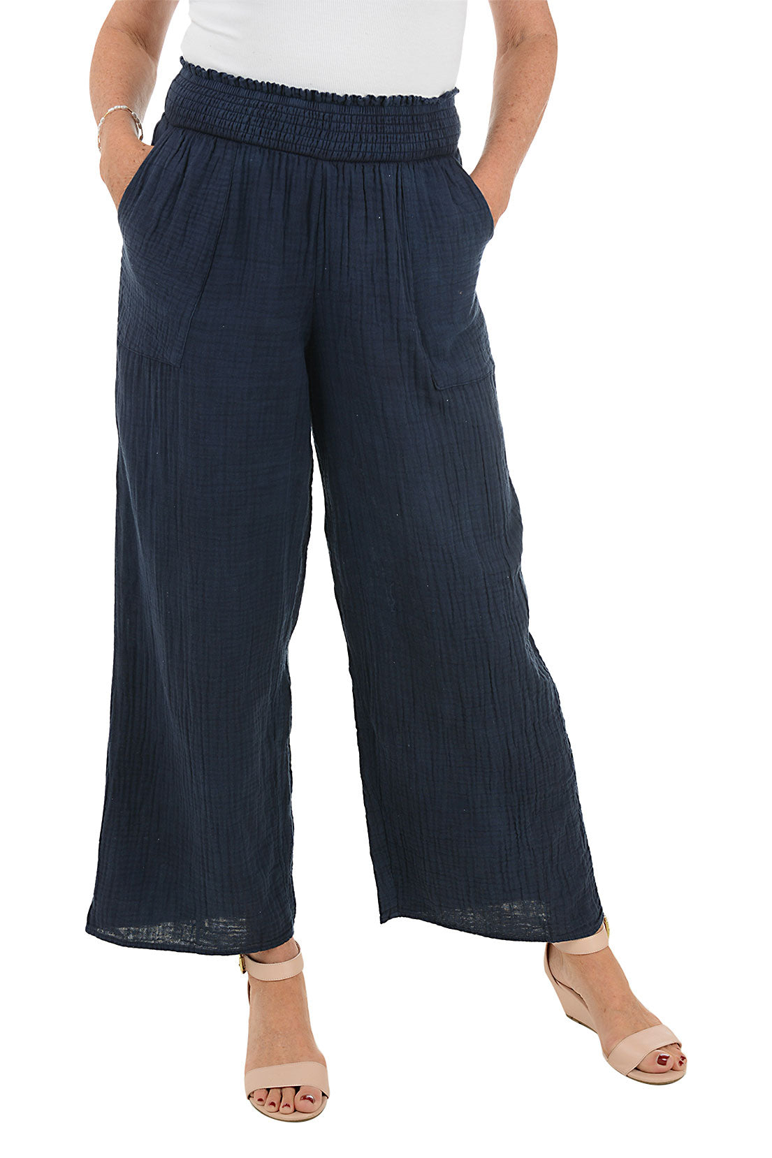 Cotton Gauze Wide Leg Lounge Pant