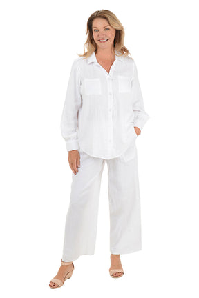 Cotton Gauze Wide Leg Lounge Pant