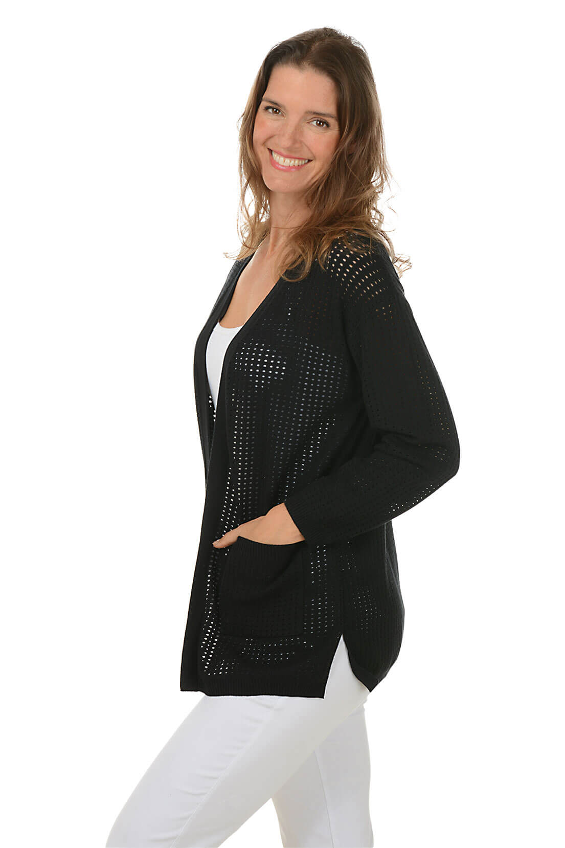 Long Dolman Sleeve Double Pocket Cardigan