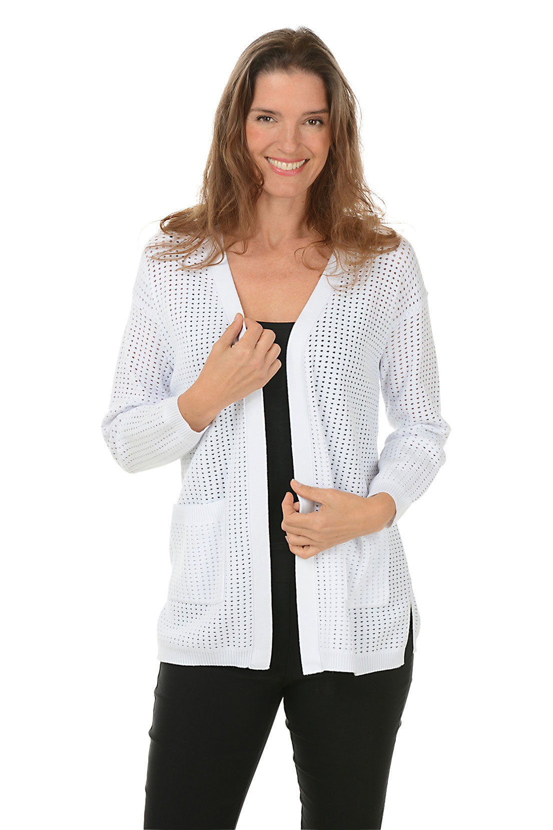 Long Dolman Sleeve Double Pocket Cardigan