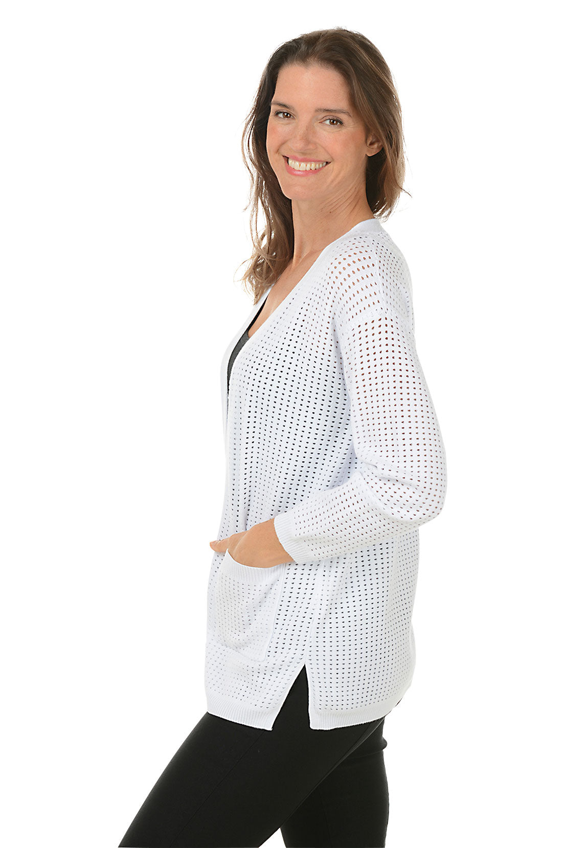 Long Dolman Sleeve Double Pocket Cardigan