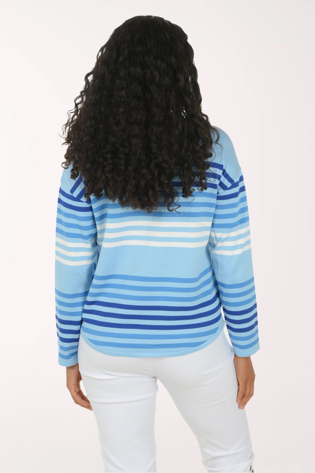 Sky Gradient Striped Boatneck Sweater
