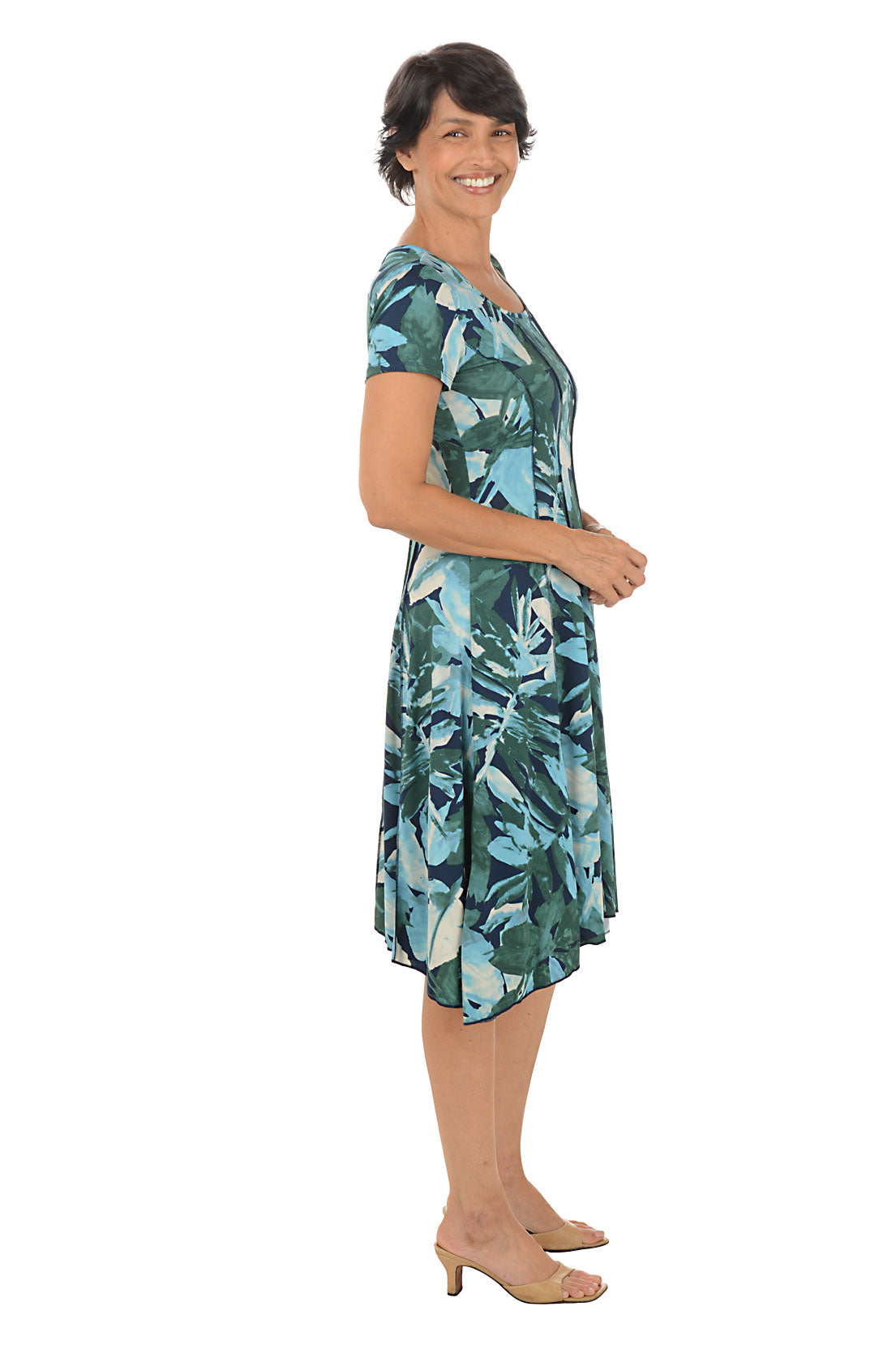 Hazy Ferns Short Sleeve Seamed Dress