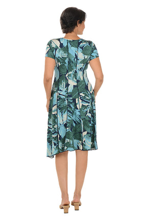 Hazy Ferns Short Sleeve Seamed Dress