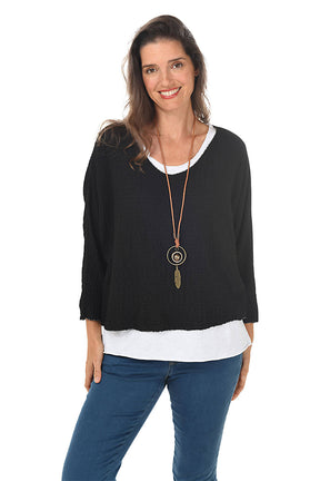 Waffle Knit Layered Necklace Top