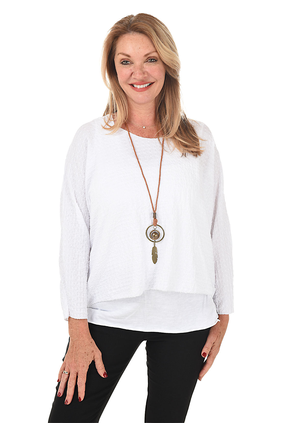 Waffle Knit Layered Necklace Top