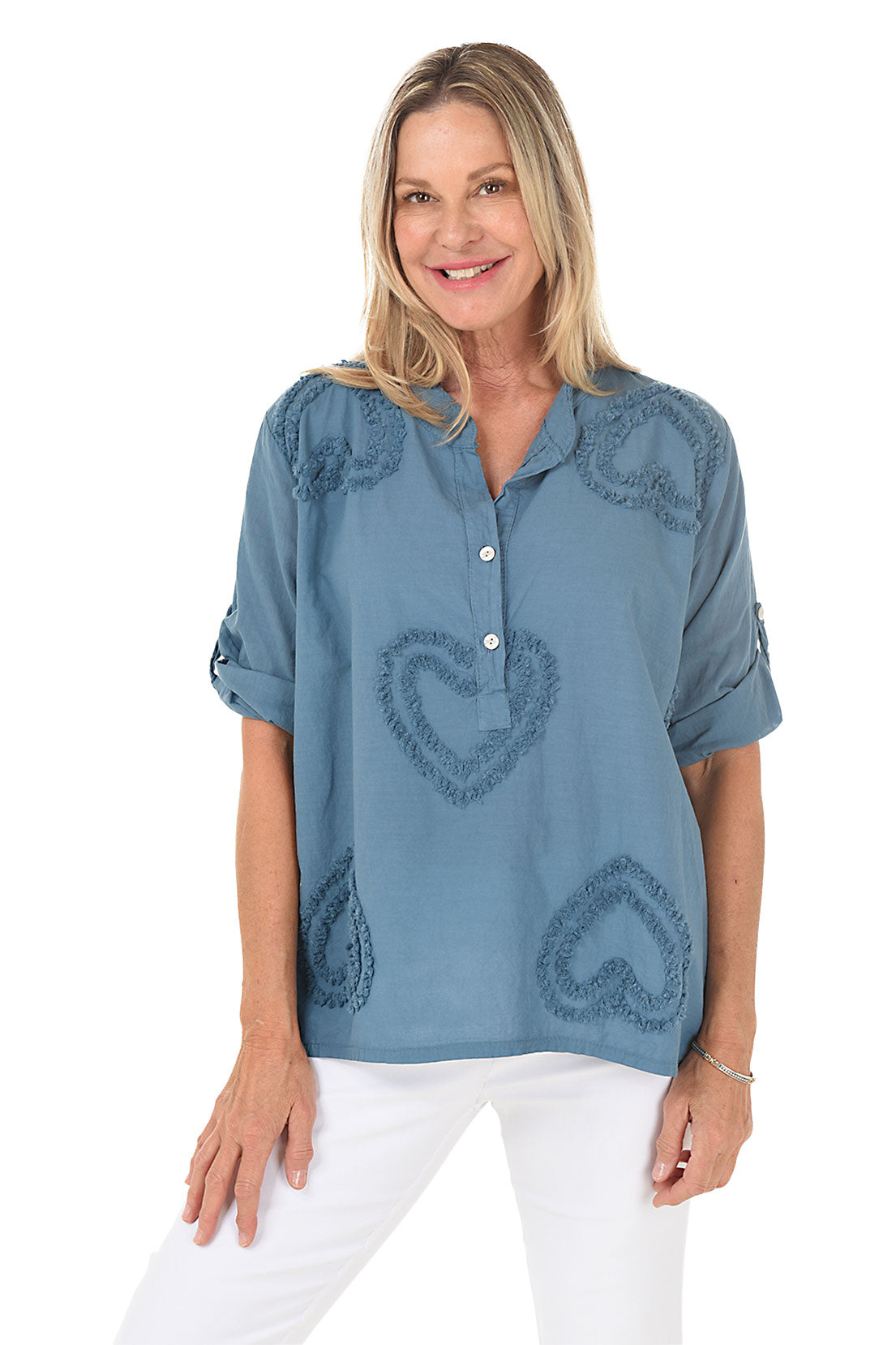 Frayed Hearts High-Low Blouse