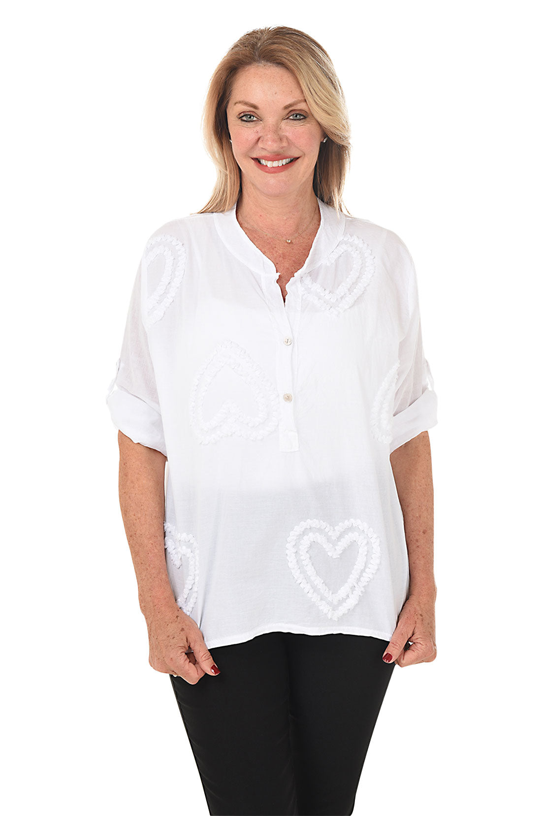 Frayed Hearts High-Low Blouse