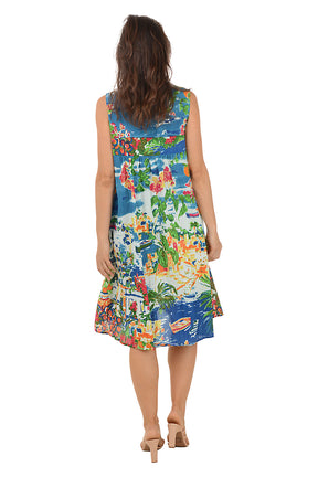 Positano Organic Cotton Pleated Sleeveless Dress