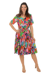 Nevis V-Neck Godet Dress