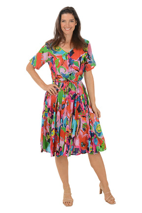 Nevis V-Neck Godet Dress