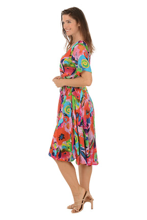 Nevis V-Neck Godet Dress
