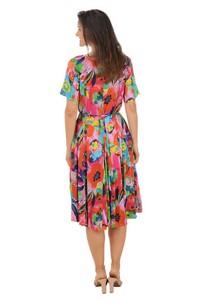Nevis V-Neck Godet Dress