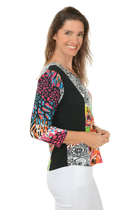 Petite Eliza V-Neck Offset Button Top