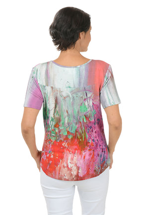 Petite Jardin Offset Button Front Pocket Tee