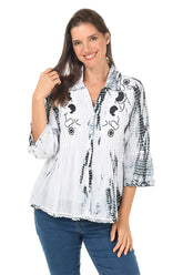 Black Presley Embroidered Bell Sleeve Shirt