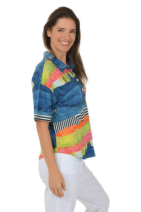 Petite Claudia Collared Short Sleeve Top