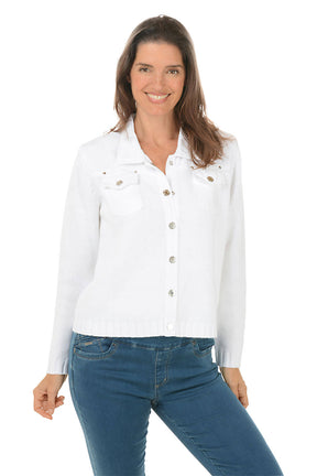 Button-Front Denim Sweater Jacket