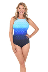 In Dotted Line High Neck Swimsuit
