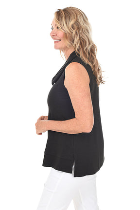 Solid Sleeveless Cowl Neck Top