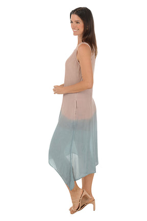 Mauve Dip-Dye Sleeveless Midi Dress