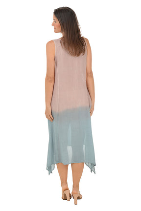 Mauve Dip-Dye Sleeveless Midi Dress