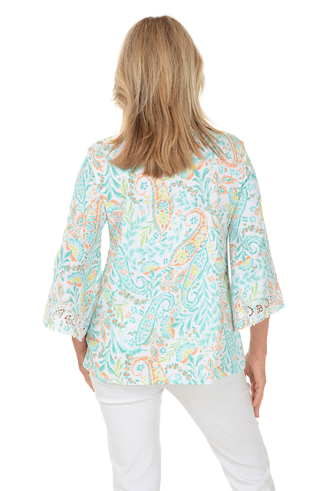 Petite Spring Breeze Paisley Pleated Knit Top