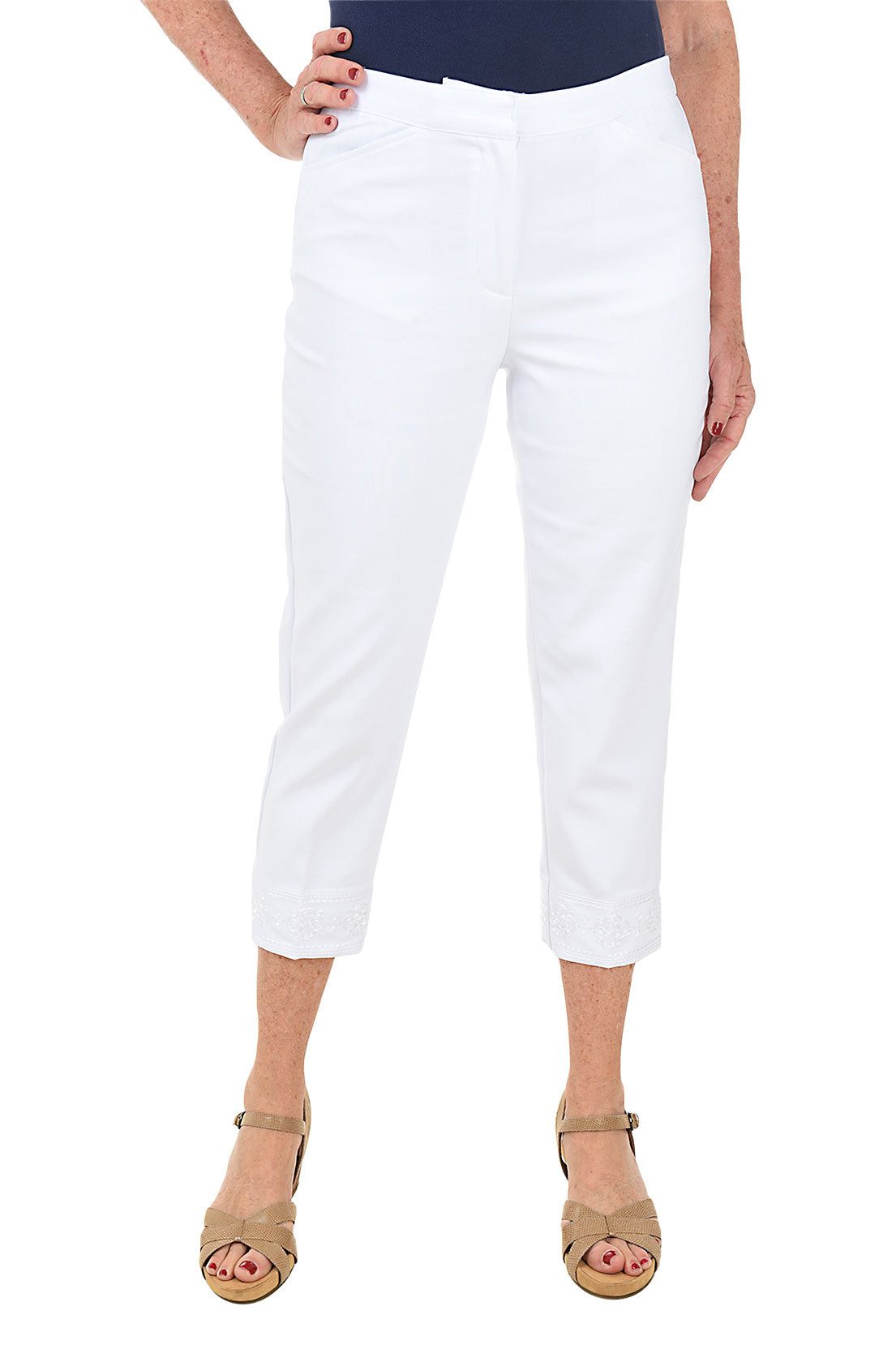 By The Sea Embroidered Hem Crop Pant