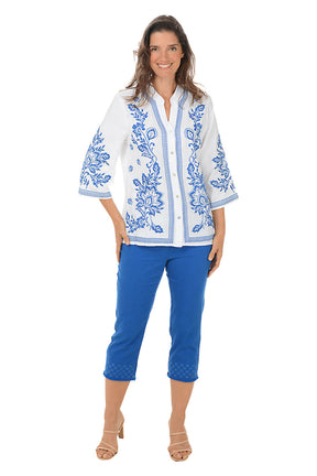 Tinted Tides Denim Eyelet Capri Pant