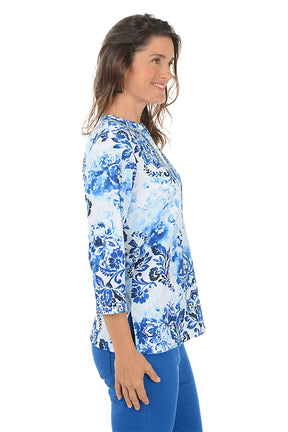 Petite Tinted Tides Beaded Neck Tunic