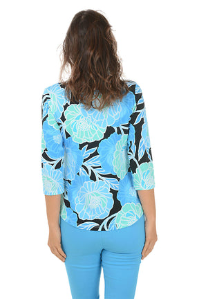 Petite Prints Charming Lagoon Envelope Neck Top