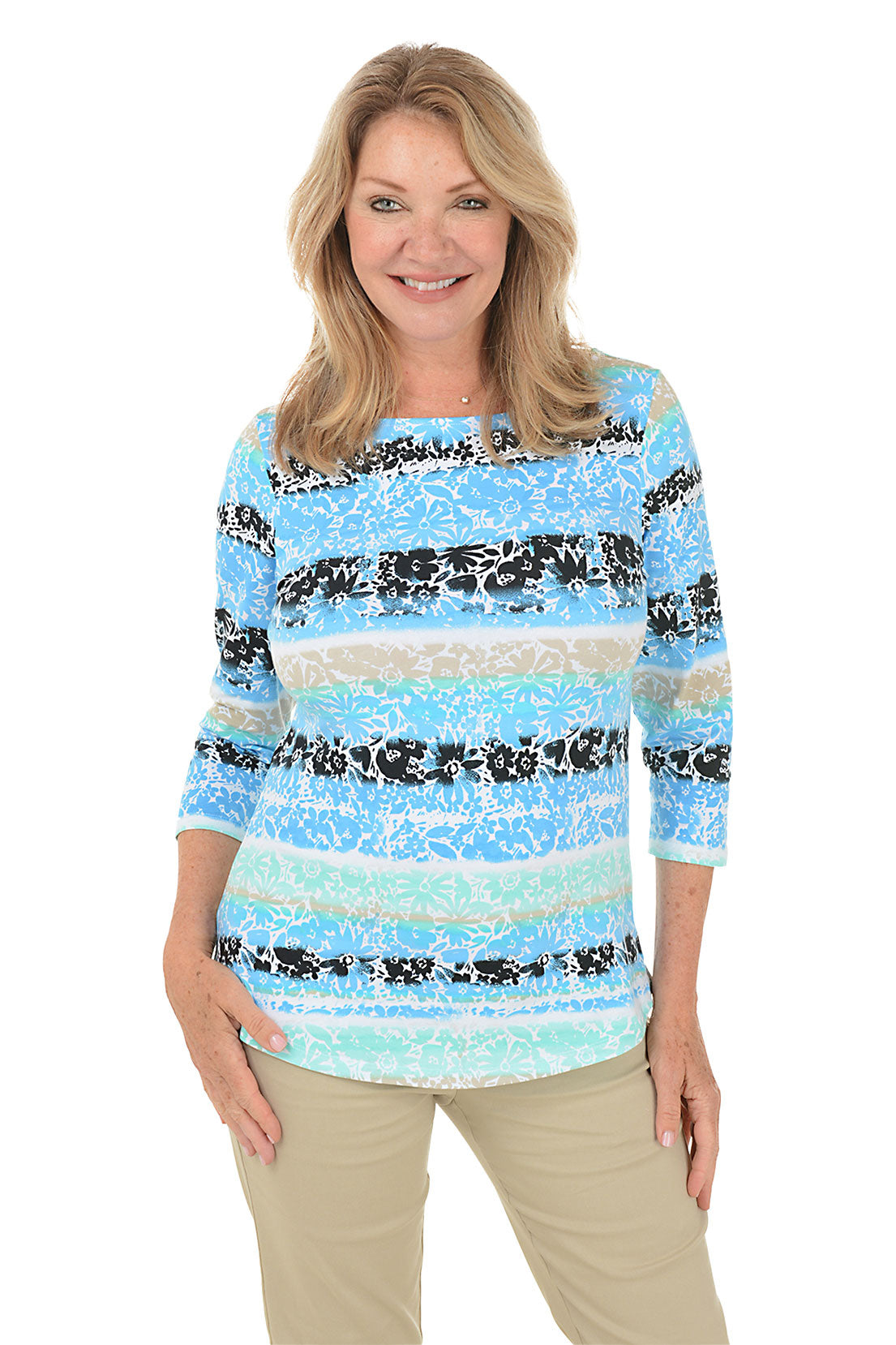 Prints Charming Lagoon Watercolor Floral Top