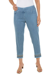 Boho Chic Embroidered Denim Crop Pant
