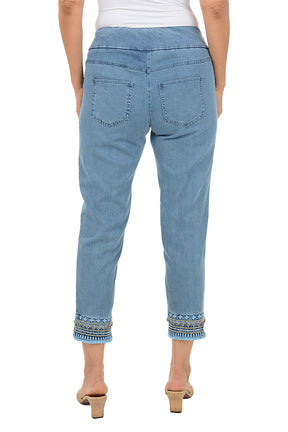 Boho Chic Embroidered Denim Crop Pant
