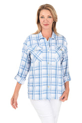 Blue Horizon Plaid Button-Front Shirt