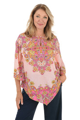 Color Crush Medallion Handkerchief Blouse