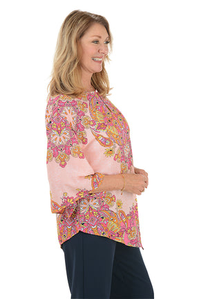 Color Crush Medallion Handkerchief Blouse