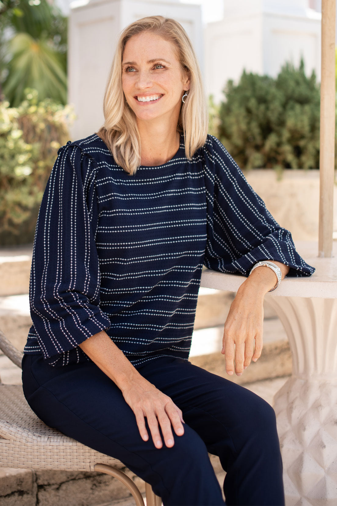 Dobby Stripe Textured Top