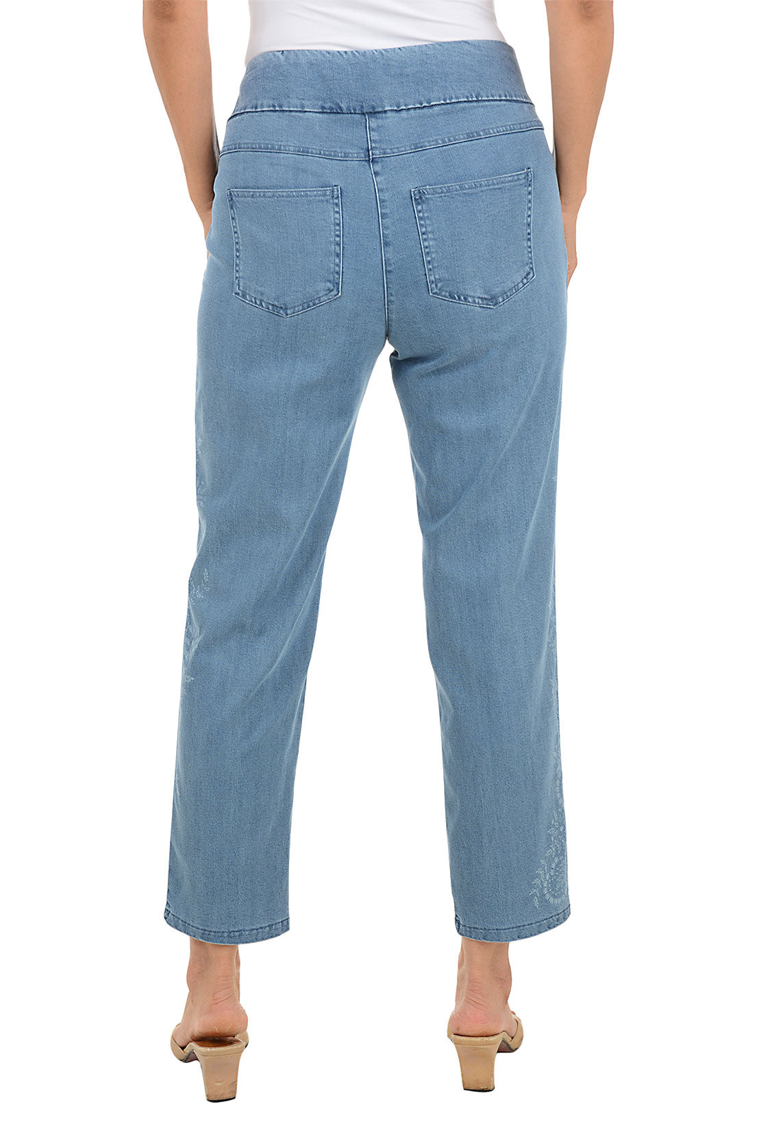 Boho Chic Floral Stenciled Denim Pant